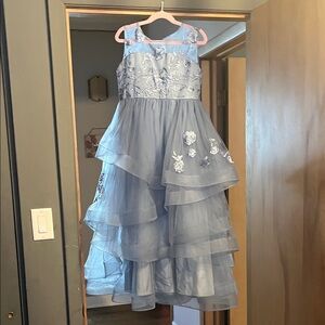 Elegant Blue Layered Flower Girl Dress